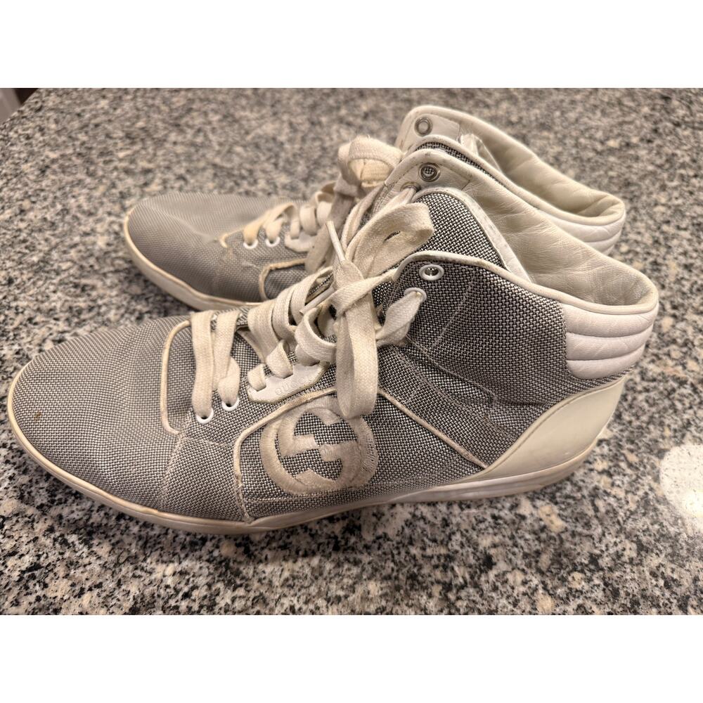 Gucci Bailing Fabric & Nappa Moorea Interlocking G High-Top Sneakers 12 - Picture 9 of 12